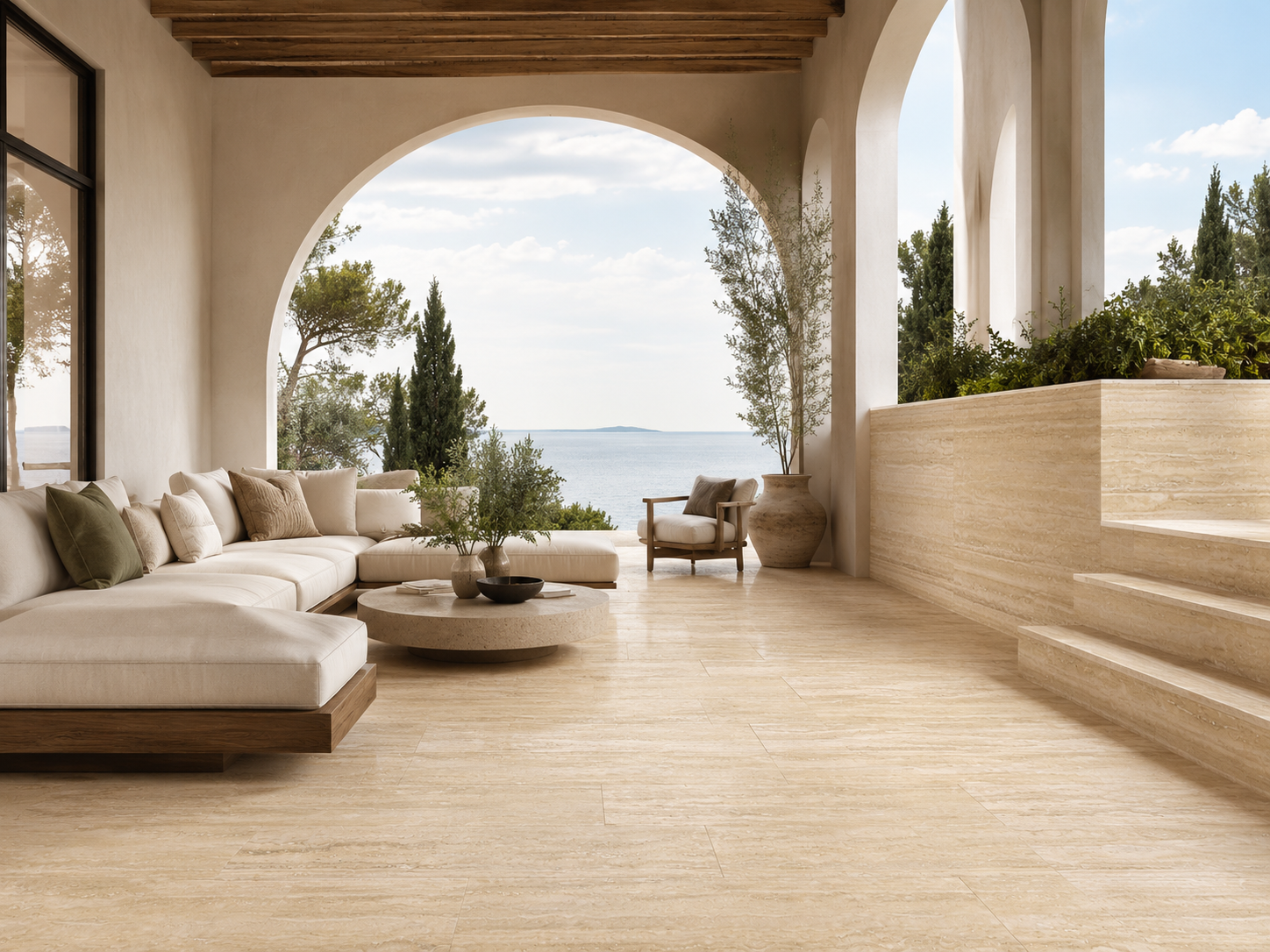 Classic Light Beige Travertine – Vein Cut travertine close-up