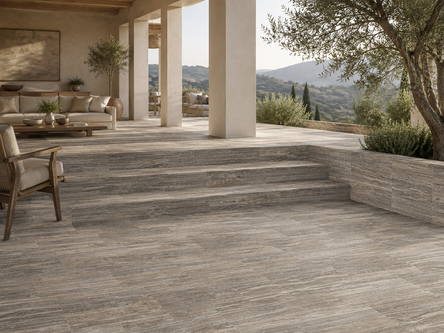 Silver Travertine – Vein Cut travertine close-up